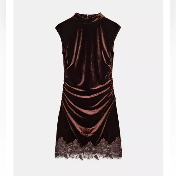 Zara VELVET LACE DRESS - Picture 5 of 13